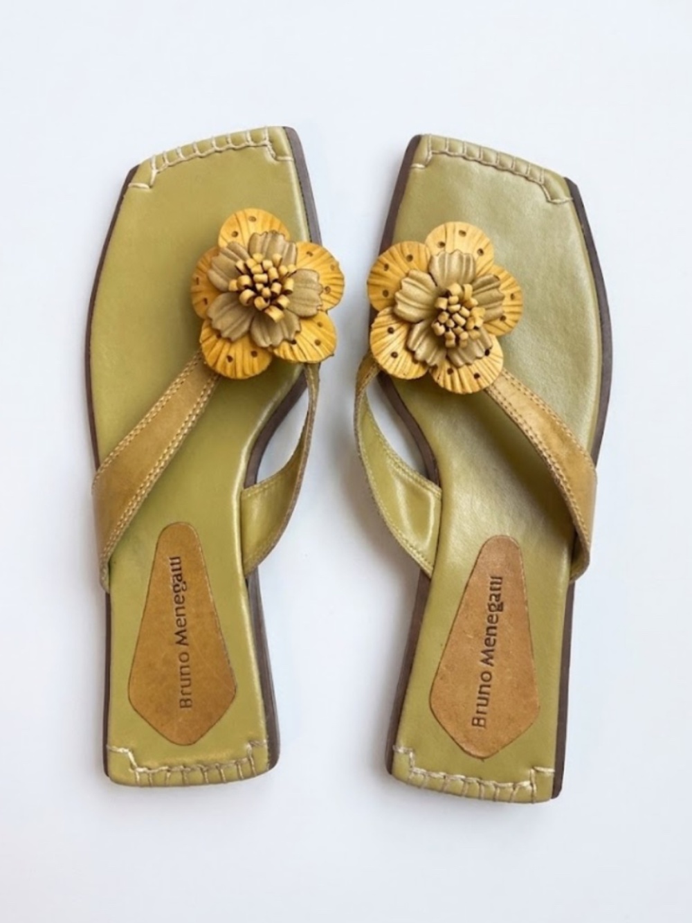 Bruno Menegatti | Leather Floral Appliqué Thong Sandals